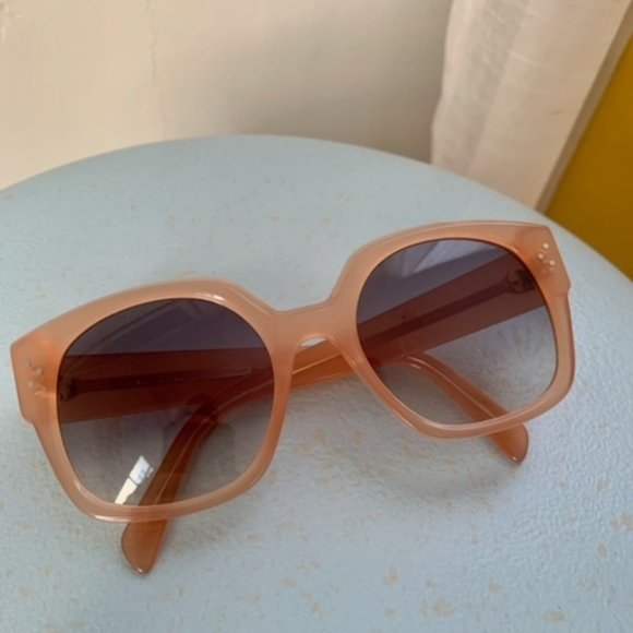 CELINE Women Sunglasses Rectangular Pink Opal / Grey Green Gradient - Picture 4 of 5